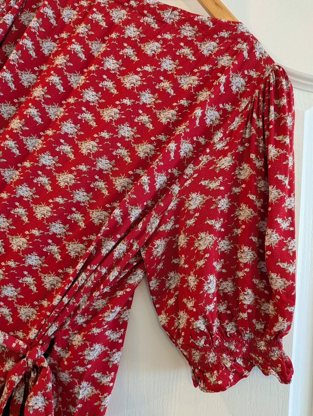 Natural Life Sophia Ditsy Floral Wrap Maxi Dress Red Country Cottagecore Size M - Picture 12 of 15